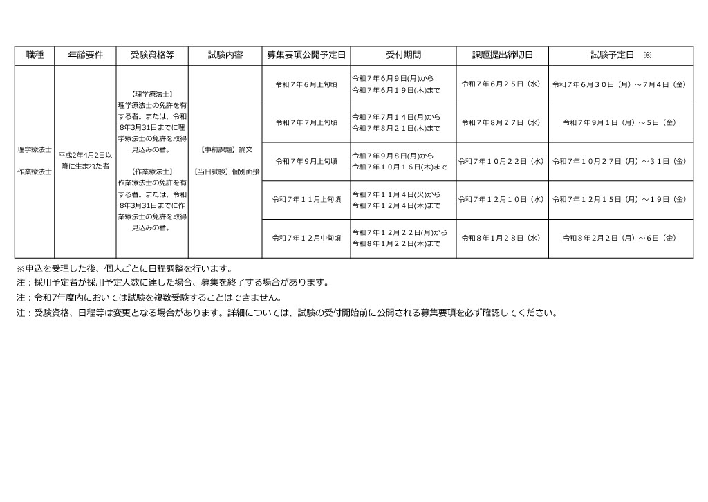 リハビリ_採用試験予定